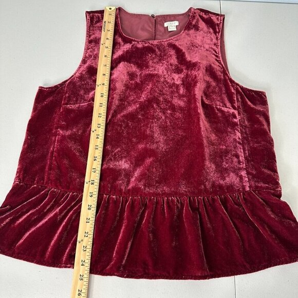 J Crew Peplum Top Velvet Red Drapey Tank Size 14 - Picture 8 of 10